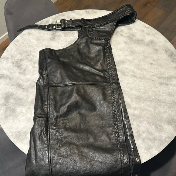 Unik Other - Unik black 100% leather biker chaps size XL great condition